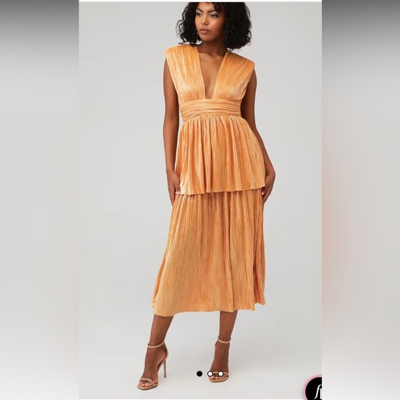 Sabina Musayev Ophelia Plissé Lurex Midi Dress - Picture 2 of 8